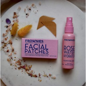 Rynkeplaster til panden og mellem<br /> jenbrynene + Rosewater Ansigtsmist